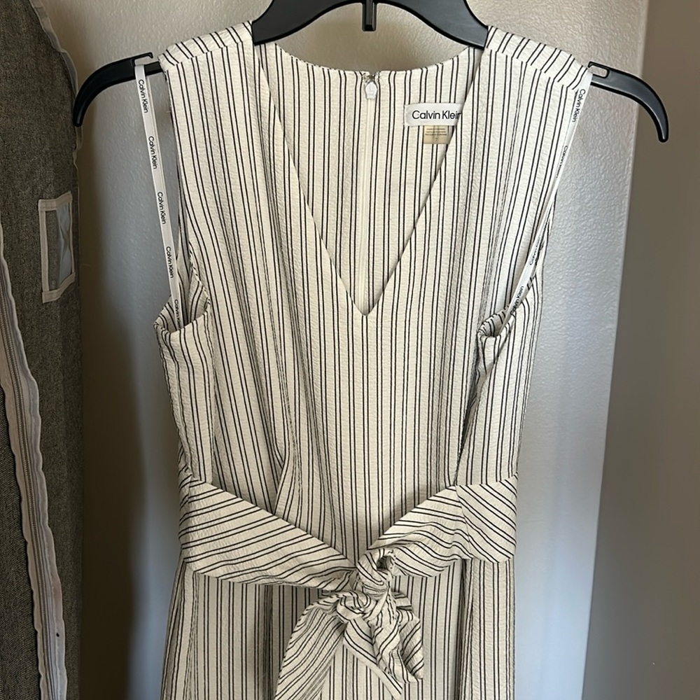 Cream and black striped jumpsuit